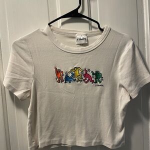 Keith Haring Embroidered Crop Top